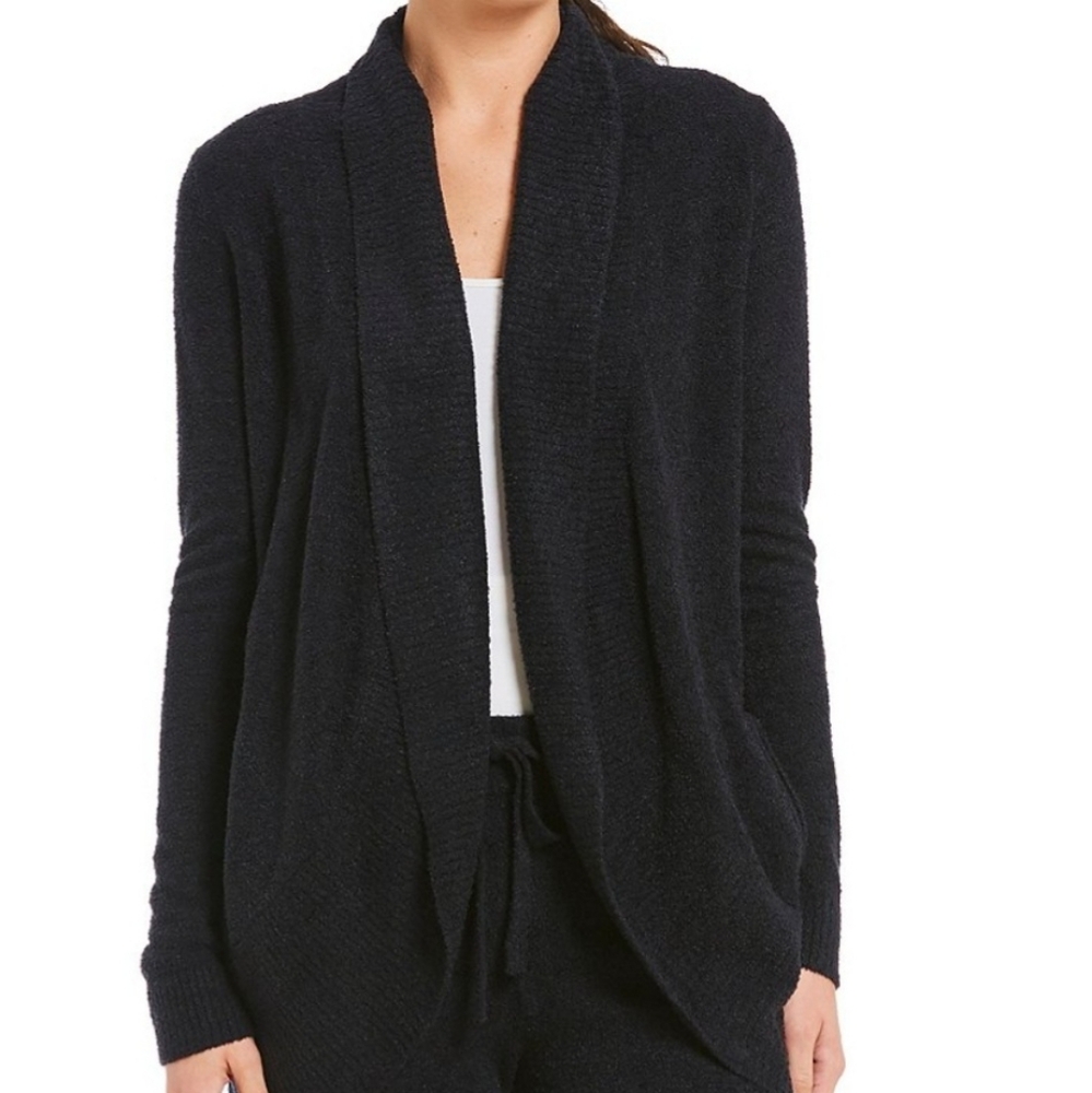 Barefoot Dreams Black Cozy Bamboo Chic Lite Open Cardigan Sweater Sz XS/S